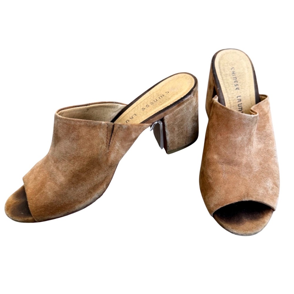 Mule Peep Toe Heels 3" Block Heel Boho Chinese Laundry Sz‎ 8.5